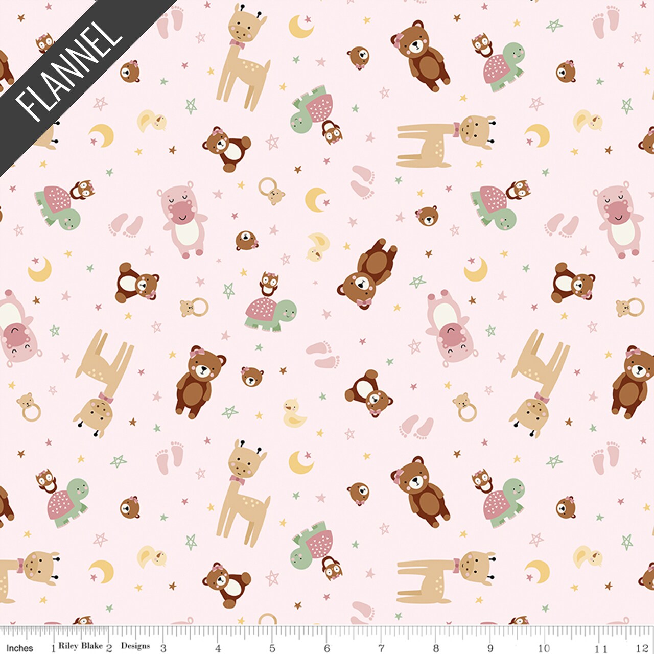Animal Toss Baby Girl Flannel in Pink (f17501-pink) | Designer Flannel | Riley Blake Designs | Riley Blake